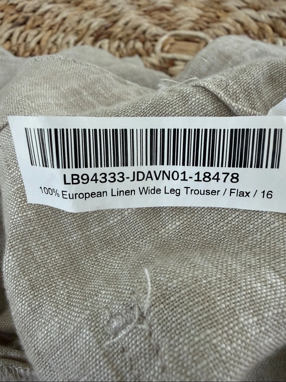 Quince NWT European Linen Patch Pocket Wide Leg Pant
